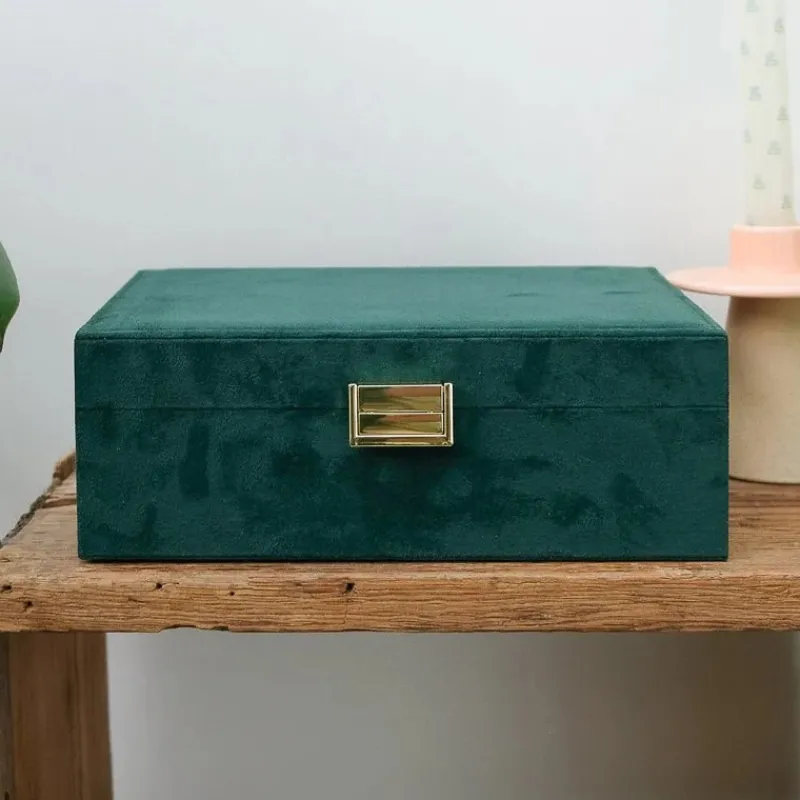 Les Accessoires | Les Bijoux<Maison Scarlett Boîte à Bijoux Louise Velours Vert,