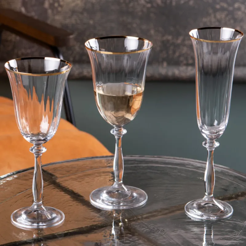 Verres Apéritif | Verres À Cocktail<Crystal BOHEMIA Coffret 6 flûtes Angela filet Or,