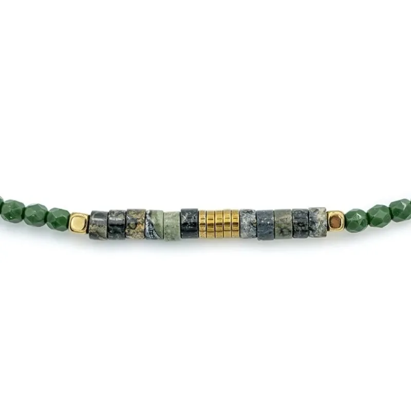 Les Bijoux<Têtes Blondes Collier et Bracelet 6 tours Nadège Vert Forêt,