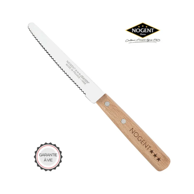 Couteaux<NOGENT Couteau de table 11cm Classic Lame crantée Hêtre, ***