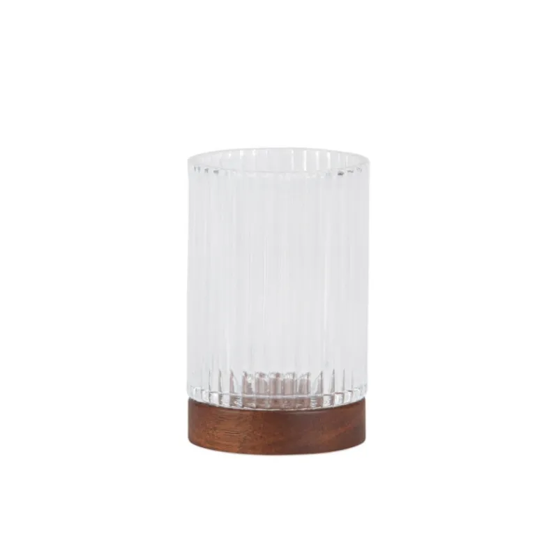 Coin Lavabo<Andrea House Gobelet de salle de bain en Verre et Acacia,