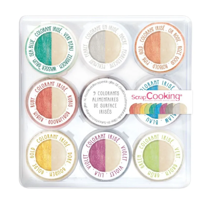 Les Macarons | Les Cupcakes<ScrapCooking 9 Mini-colorants alimentaires en poudre Irisé,