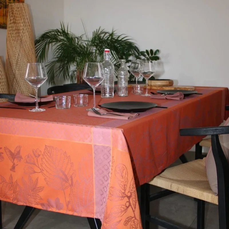 Nappes<Sud Etoffe Nappe Bird Burnt Orange,