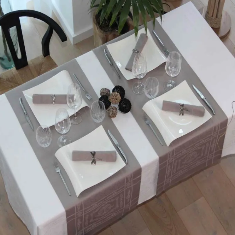 Nappes<Sud Etoffe Nappe Chateaurenard Blanc,