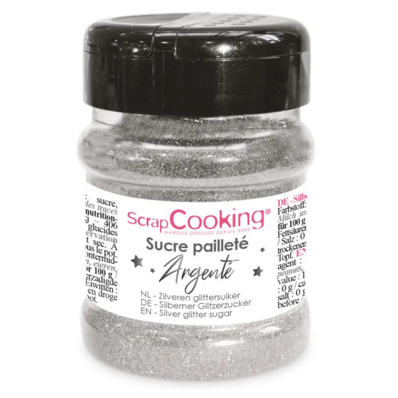 Les Cupcakes<ScrapCooking Pot de Sucre Pailleté Argenté,